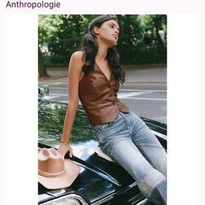 Anthropologie Avec Les Filles brown faux leather vest Size Large